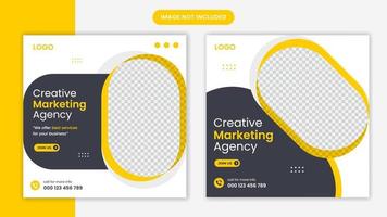 kreativa företags sociala medier post mall uppsättning med gula former business flyer, affisch, broschyr, banner vektor