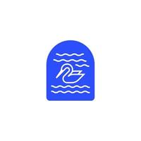Monoline schwimmender Schwan im Pool-Logo. Vektor-Illustration vektor