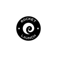 raket rymdskepp lansering stämpel logotyp koncept. vektor illustration