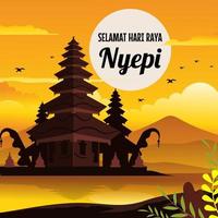 selamat hari raya nyepi bakgrund vektor