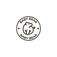 monoline baby bear stämpel logotyp koncept. vektor illustration