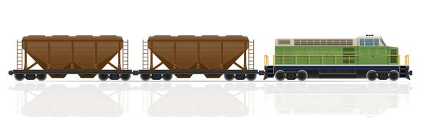 järnväg tåg med lokomotiv och vagnar vektor illustration