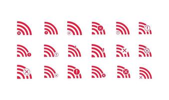 satz ohne wifi drahtloses symbol vektor rote farbe