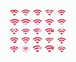 satz ohne wifi drahtloses symbol vektor rote farbe