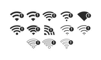 uppsättning av ingen wifi trådlös ikon vektor svart färg