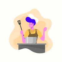 Flache moderne Chef-Vektor-Illustration