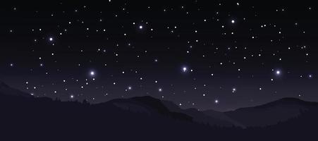 Nachthimmelhintergrund mit Sternen und Bergen vektor