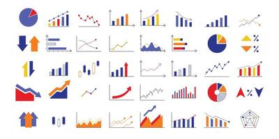 uppsättning av olika diagram för ett infografiskt designelement vektor