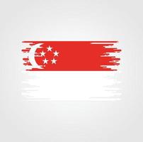 singapur-flagge mit aquarellbürstenstildesign vektor