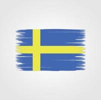 sveriges flagga med borste stil vektor