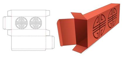 Dose und lange Schachtel mit schablonierter chinesischer Kreisstanzschablone vektor