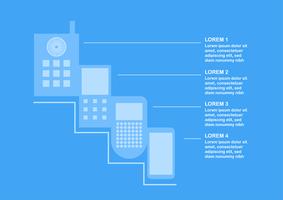 Transformation av mobiltelefonformular är gammal för närvarande. Vektor illustration isolerad på blå bakgrund med text utrymme.