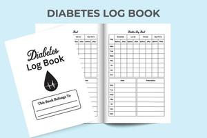 diabetesloggbok inredning. anteckningsbok för diabeteschecker varje vecka. medicinsk loggbok och diabetesspårare. medicinsk tracker loggbok. vektor