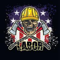 labor skull, grunge vintage design t-shirts vektor