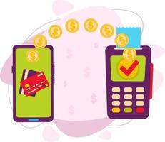 mobiles Bezahlen per Smartphone an das Bezahlterminal. vektor