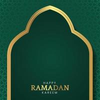 ramadan kareem, islamischer arabischer grüner und goldener bogenmusterhintergrund vektor