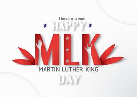 Thailand, Udonthani - 16. Januar 2019: Glücklicher Tag Martin Luther Kings Jr. mit Papierschnitt und Handwerksart. Vector Illustration für Hintergrund, Fahne, Plakat, Werbung, Einladungskarte und Schablone.