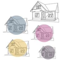 linjär ritning av ett hus på landet. vektor ikon. isolerad på vitt. hus. isometriskt hem. linjär isometri.