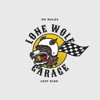 handgefertigte Vektor Vintage Lone Club Motorrad Garage Logo Abzeichen