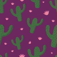 nahtloses Muster mit Kaktus. lila Hintergrund. Vektor-Illustration vektor