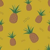 seamless mönster med ananas. gul bakgrund. vektor illustration