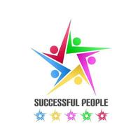 Menschen-Logo-Element mit Häkchen, Symbol für erfolgreiche Menschen, freier Vektor