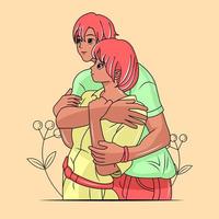ungt par i kärlek kramar illustration-02 gratis nedladdning vektor