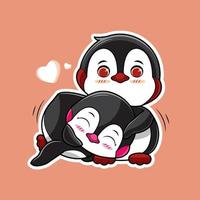 Ladda ner sött par pingvin för valentine 02 pro vektor