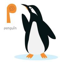 djurens alfabet. p för pingvin vektor