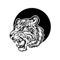 Vektor-Tigerkopf, Gesicht für Retro-Logos, Embleme, Abzeichen, Etikettenvorlage und T-Shirt-Vintage-Design-Element. isoliert auf weißem Hintergrund vektor