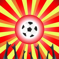 Abstrakt design med fotboll och hand på explosionsbakgrund. vektor