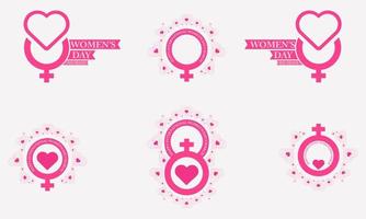 platt rosa kvinnors dag märken samling vektor
