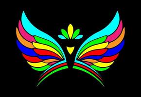 bunte Flügel-Logo-Vorlage mit Kronenvektor vektor