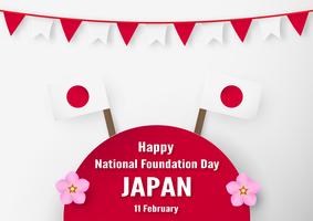 Happy National Foundation Day 2019 für Japaner. Template-Design im Flatlay-Stil. Vektor illlustration mit Papierschnitt und Handwerkskonzept.