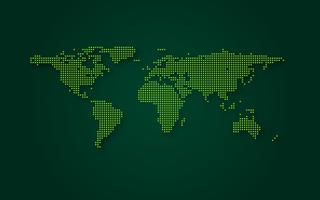 Futuristisk grön världskarta abstrakt teknik bakgrund. Digital transformation och stort datakoncept. Business quantum internet nätverkskommunikation koncept. Vektor illustration