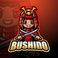 Bushido-Maskottchen-Esport-Logo-Design vektor