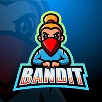 Bandit-Maskottchen-Esport-Logo-Design vektor