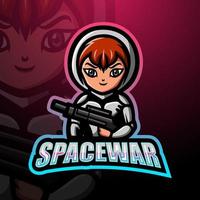 Space War Girl Maskottchen Esport-Logo-Design vektor