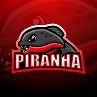 Piranha-Maskottchen-Esport-Logo-Design vektor
