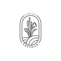 cattails vass linje konst emblem ikon logotyp vektor mall illustration design