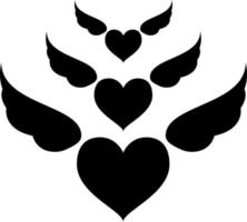 Herz mit Flügeln Glyphen-Symbolvektor vektor