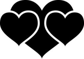 tre hjärtan glyfikon vektor