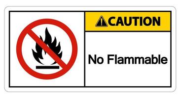 varning ingen brandfarlig symbol tecken på vit bakgrund vektor