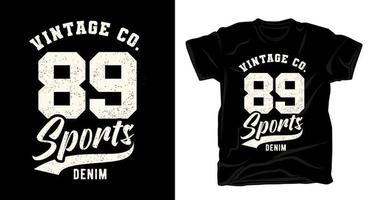 neunundachtzig Sport-Denim-Typografie-T-Shirt-Design vektor