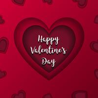 Glücklicher Valentinstaggrußkartenvektor. Rotes Herz in der mittleren Komponente. Liebes- und Paarkonzept. Postkarte und Papiergrafikthema. Nahtloses Muster mit Steigungsfarbgebrauch vektor