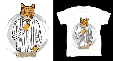 handritad snygg katt t-shirt design vektor