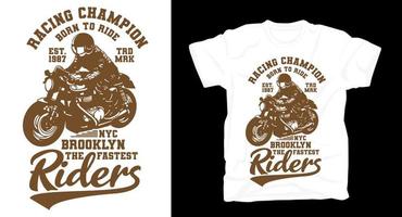 racing champion riders vintage retro motorcykel t-shirt vektor