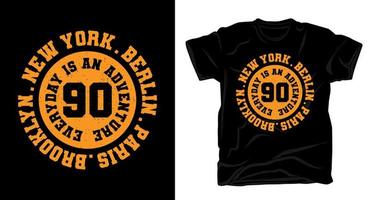 new york berlin paris brooklyn nittio typografidesign för t-shirt vektor