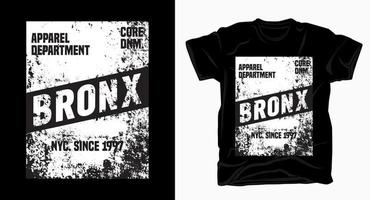 bronx typografidesign med textur för t-shirt vektor