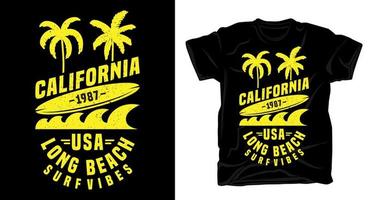 California long beach surf vibes typografidesign för t-shirt vektor